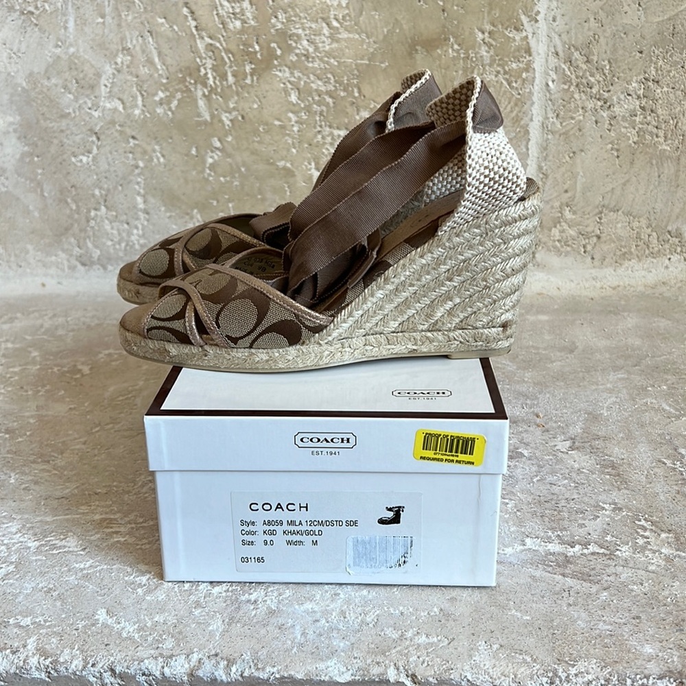 Coach wedges with ankle tie Size 9